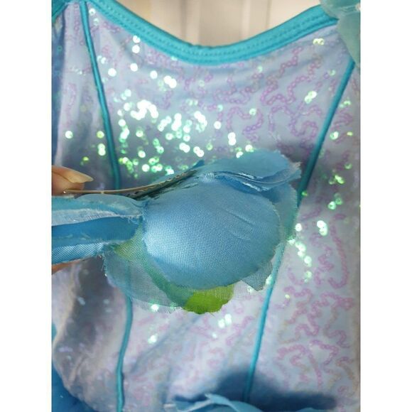 Curtain Call Costumes Girls Ballerina Ballet Blue Sequin with Hair Clip Medium - Picture 5 of 5